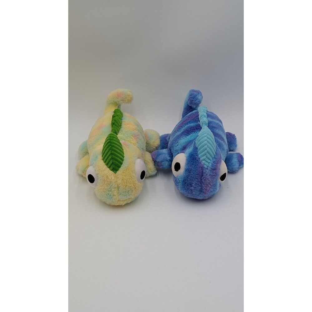 Hobby Lobby Chameleon 11" Plush Pastel Tie Dye Rainbow Stuffed Animal Lot Of 2